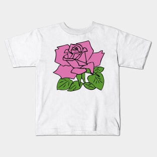 Pink Rose Print Kids T-Shirt